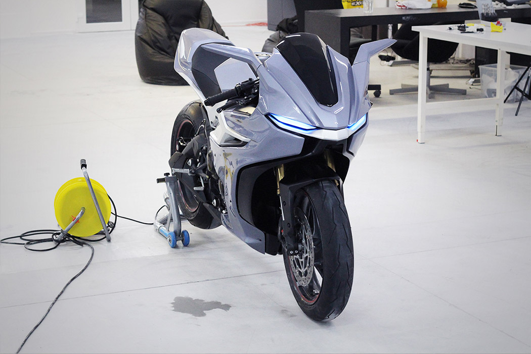 moto futurista feita em impressora 3D