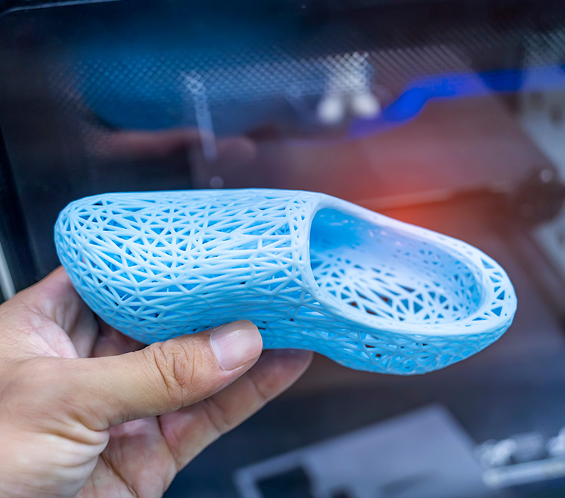 Impressão 3D de protótipo de sapato feminino